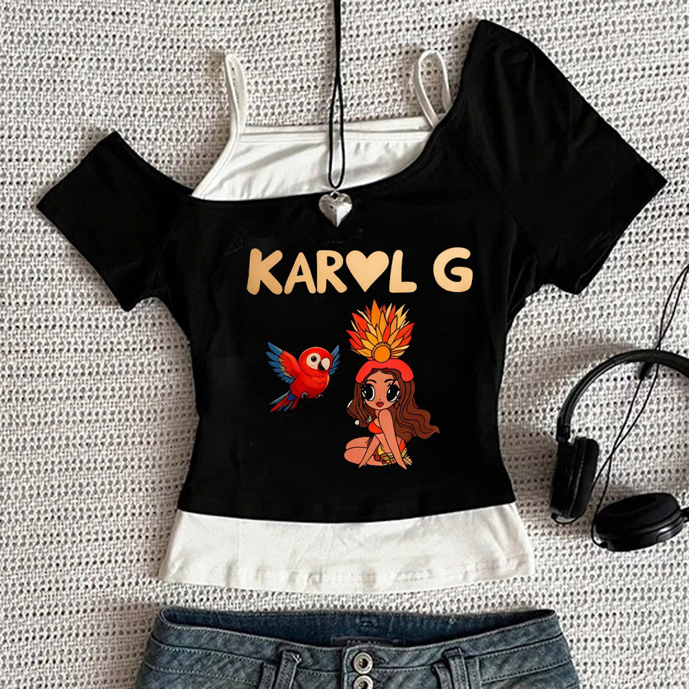 Summer Grunge Clothing - Camiseta Cropped Feminina Karol G Estilo
