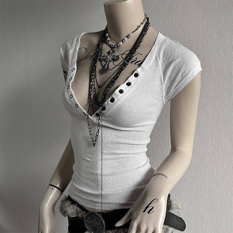 Summer Grunge Clothing - Camiseta Feminina de Verão 2026 Estilo