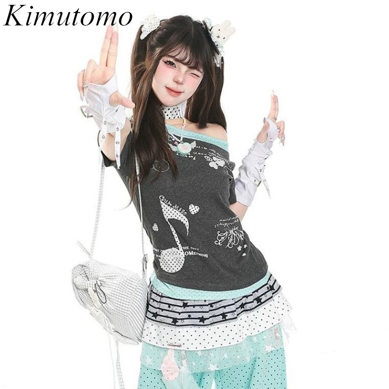 Summer Grunge Clothing - Camisetas Femininas Kimutomo com Estampa de