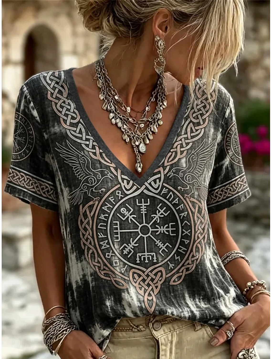 Summer Viking Clothing - Camiseta Feminina de Manga Curta com