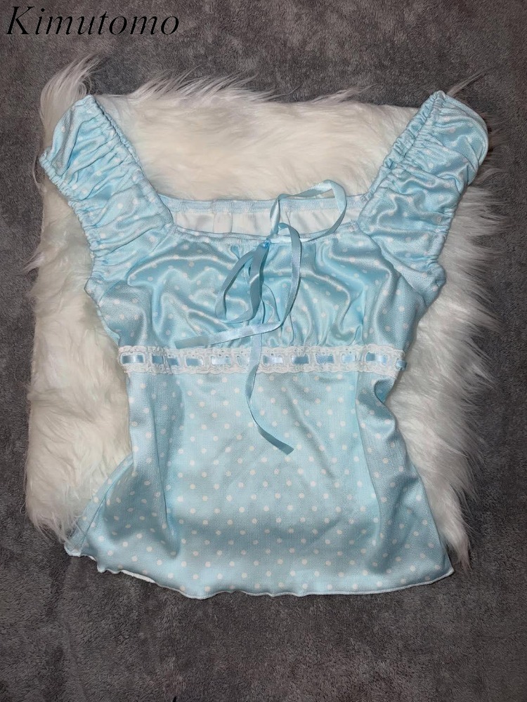 Summer Grunge Clothing - Camisetas Femininas Kimutomo Vintage com Laço
