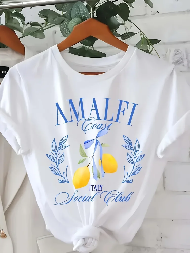 Summer Clothing Cartoon - Camiseta com estampa de limão, manga