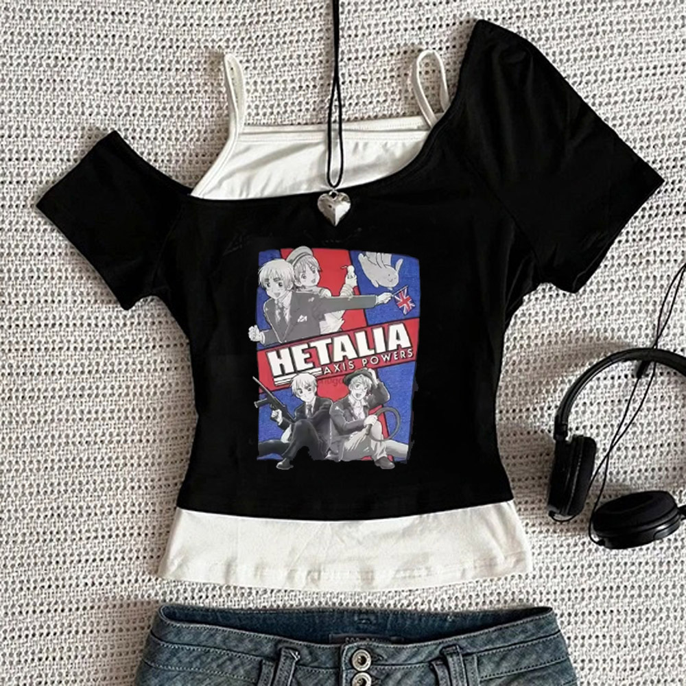Hetalia crop top feminino stre - Summer Grunge Clothing avaliação e preço