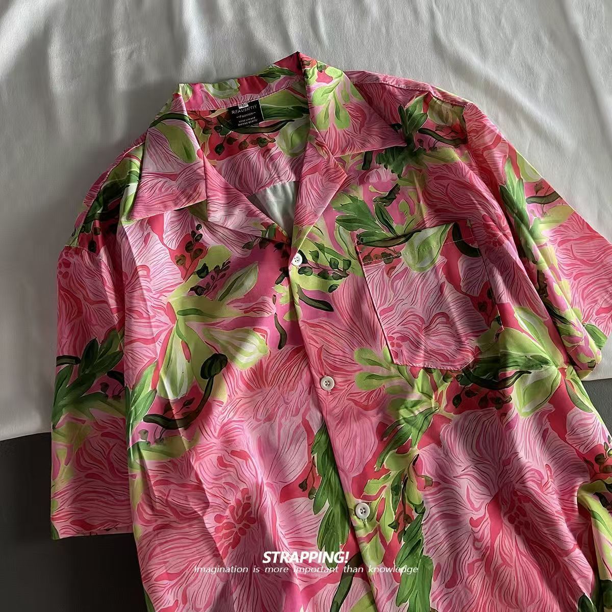 Rosa graffiti floral gola cuba - Summer Clothing H&M avaliação e preço